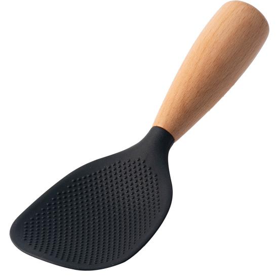 Rice Shovel with Wooden Handle Rice Non-Stick Silicone Scoop for Home