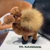 1pcs Creative Real Raccoon Fur Camel Plush Toys Stuffed Animal Keychain Female Bag Pendant Cute Fluffy Hair Ball