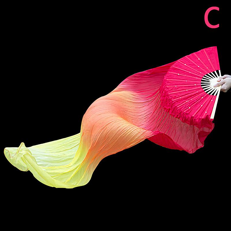 Правый веер для танцев длиной 150 см, продажа, г-жа живот, градиентный цвет, танцовщица, длинная имитация, реквизит для танцев, шелковые веера