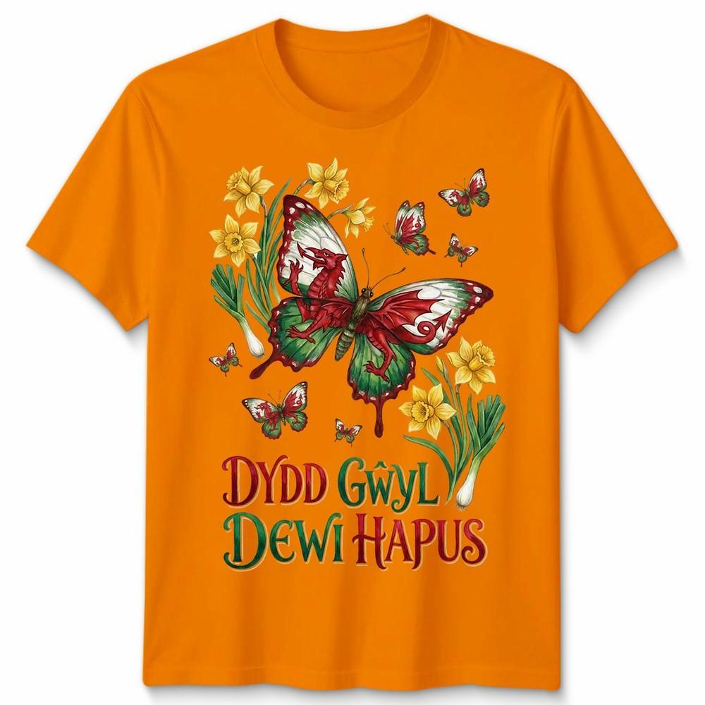 St Davids Day Outfit For Unisexs Unisexs Welsh Flag Daffodils Graphic Unisex T Shirt