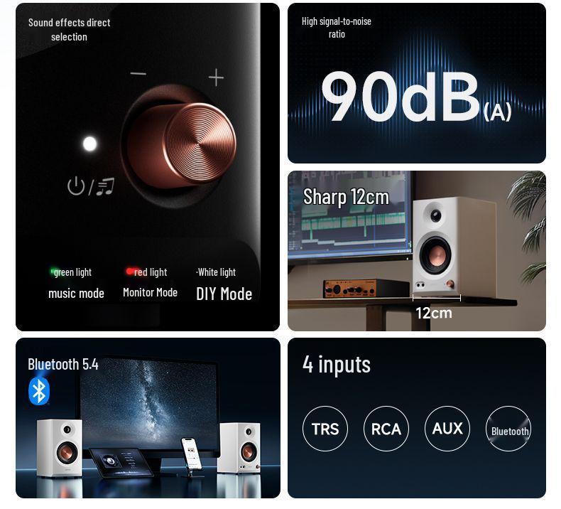 Edifier MR3BT Gold Label Bluetooth V5.4 Настольные колонки, Регулируемый ВЧ/НЧ Бас