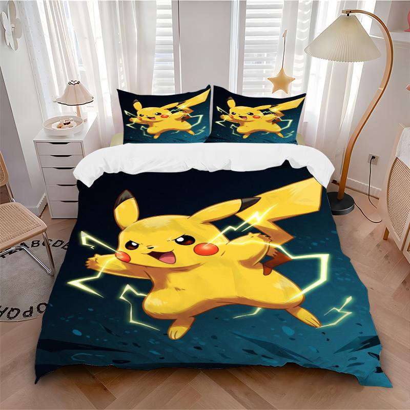 Pikachu Energy Burst Print 3Pcs Bedding Setduvet Cover With 2 Bedropillowcase Home Birthday Gift