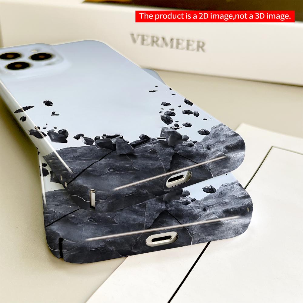 Falling Rocks Abstract Design All inclusive film hard phone case, compatible with iPhone 18 Pro Max 17 16 15 14 13 12 11