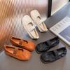 Girls Flats Shoes Soft Japanese Style Children Casual Shoes Simple Elastic Band Kids Fashion Moccasin Shoes Square-toe 2024 New