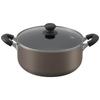 Iris Ohyama Gas with Diamond Easy to Clean Brown Кастрюля, 26 см, Fire/IH совместимая, крышка, покрытие, долговечная, антипригарная, DIS-P26