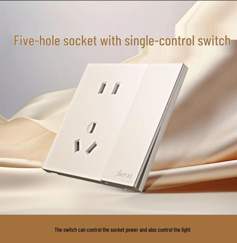 Simon i6Air Ultra-Thin Five-Hole 86 Type Switch and Socket for Home Decor