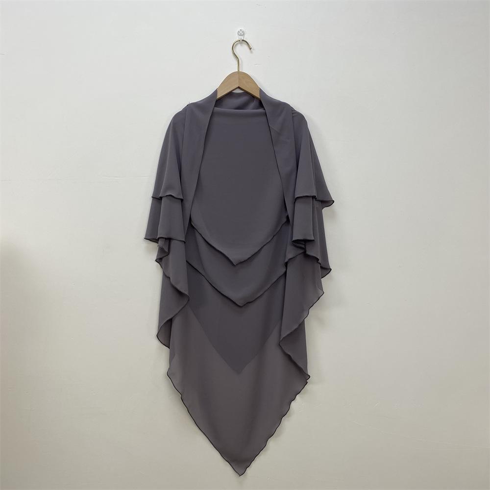 Однотонный двухслойный шифоновый платок на голову — стиль Ближнего Востока, Дубая, Турции. (Большой, 2305)