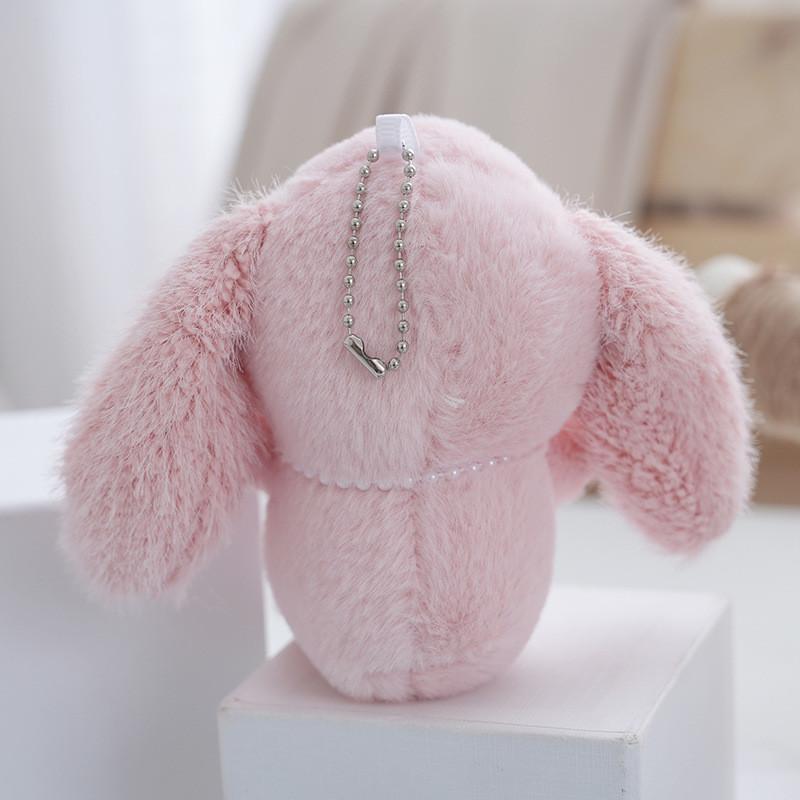 Pink Charming Plush Bunny Keychain Miniature Cuddly Doll Perfect For Childrens Presents