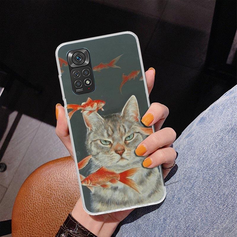 Милый мультяшный чехол для телефона с счастливыми кошками для Xiaomi Redmi Note 15 14 13 12S 12 11 Pro Plus 14S 11S 11E 10 10S 11T 5G Персонализированный чехол