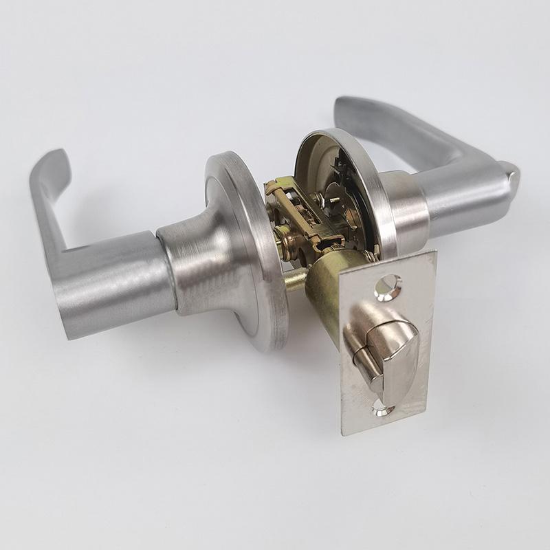 Door Handle Lock Aluminium Alloy Safety Bar Lock Kit with Core Latch Keys for Bathroom Household