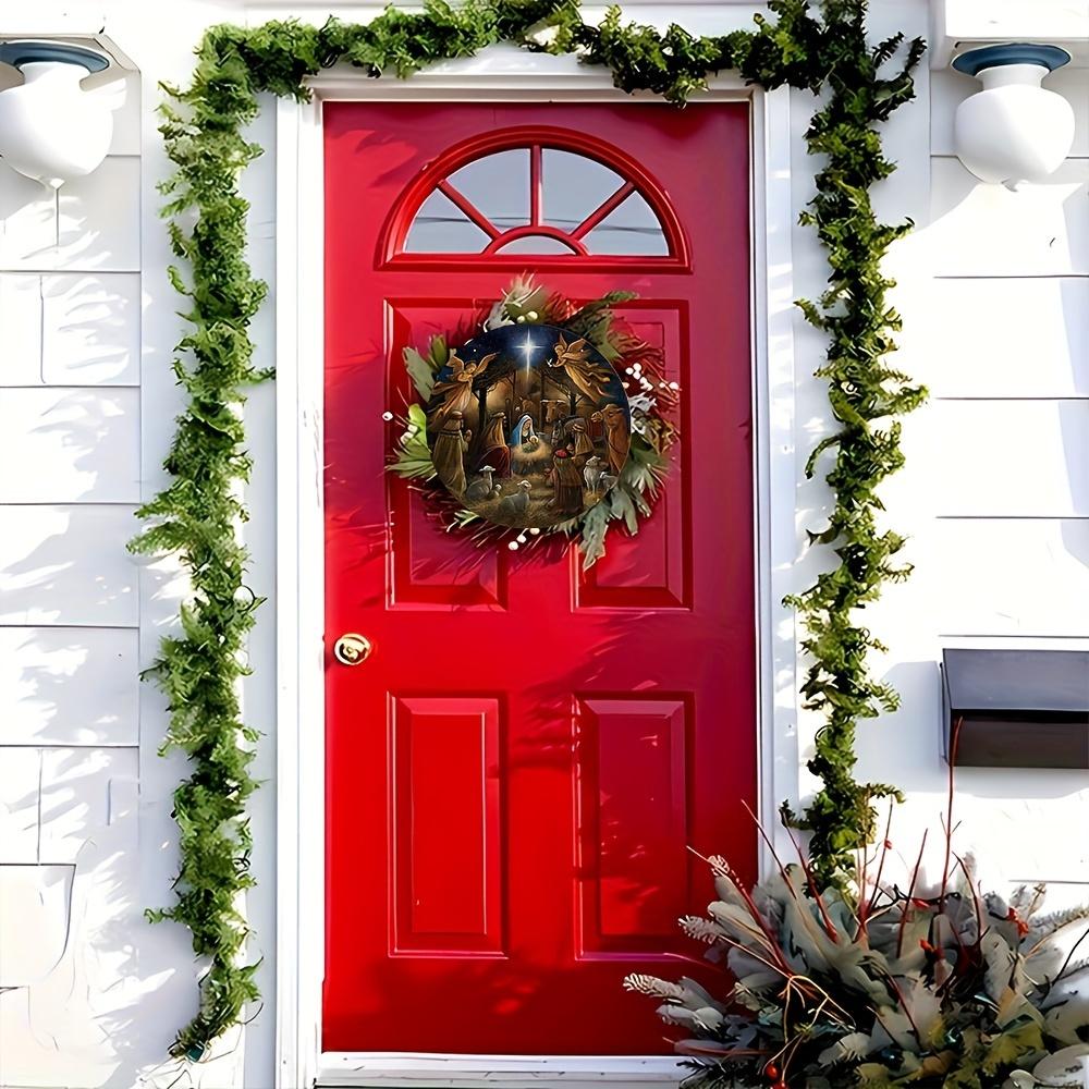 5 шт. очаровательных деревянных рождественских венков-знаков размером 7,87 дюйма - дизайн с изображением ангелов и животных, идеально подходит для украшения входной двери, крыльца или окна | Идеальный подарок
