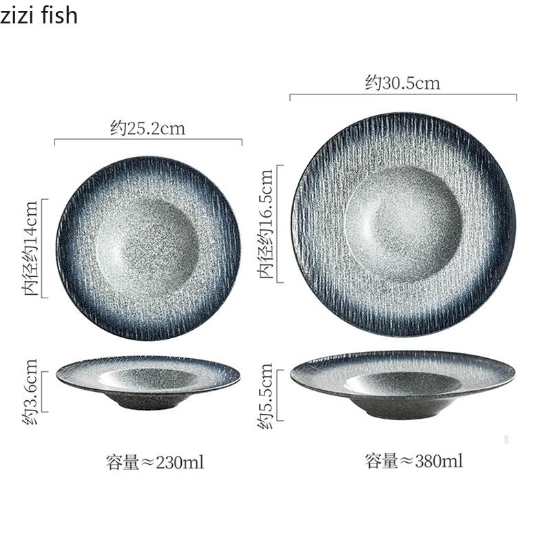 Винтажная керамическая глубокая тарелка Толстая суповая тарелка Тарелка для пасты Салатные тарелки Десертные тарелки Молекулярная кулинария Креативная посуда