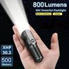 Portable LED Flashlight Super Bright MINI USB Rechargeable LED Torch with COB Emergency Light P50 Light Camping Hiking EDC Torch