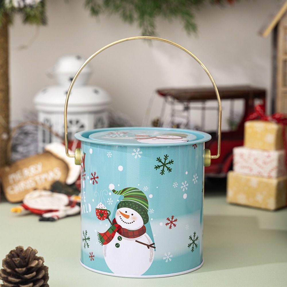 Santa Claus Christmas Candy Box Snowman Cookies Biscuit Case Xmas Candy Bucket New Year
