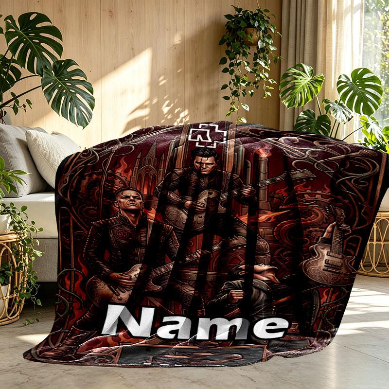 Custom Name Personalized Rammstein Print Blanket, Home Decor, Bedroom, Sofa, Camping, Couch, Gifts for Birthday Christmas