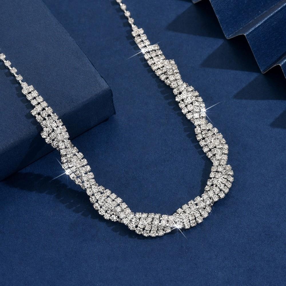 Elegant Rhinestone Necklace Luxury Necklace Earrings Set Wedding Accessories  Party Events