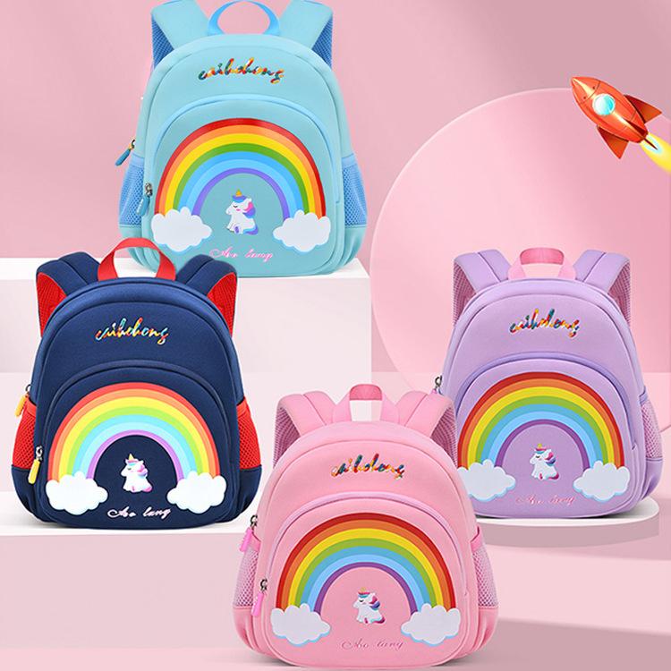Neoprene Rainbow Backpack Cartoon Toddler Mini Backpack Waterproof Small School Bag for 2-Year-Old Baby Girls