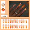 3D Glue Yellow Flower Fake Nails, Long Pipe Type Manicure, French Gold Beads And Diamond Ornaments, Wearable Nails, Pipe Nails
