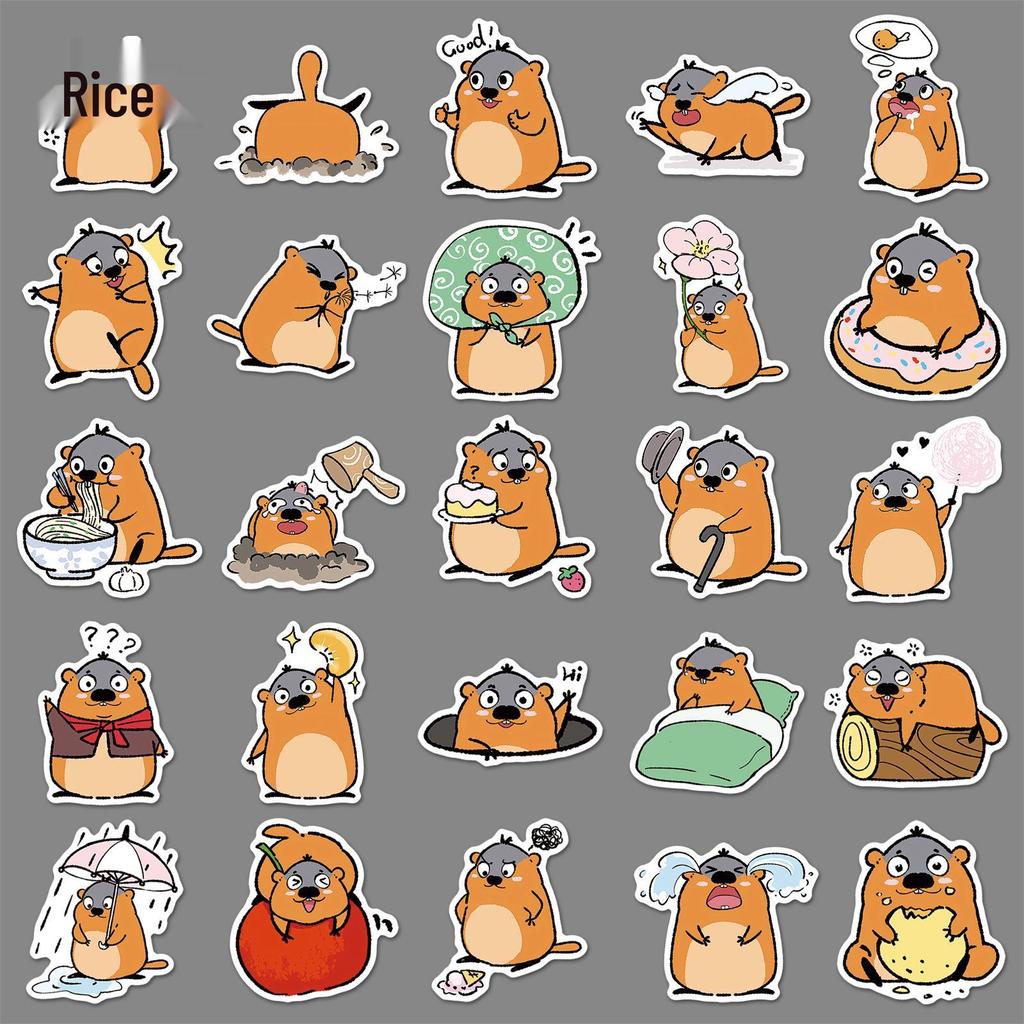 50 оригинальных наклеек Marmot с граффити: Ручная роспись милых животных для декора чехлов телефонов и бутылок для воды.