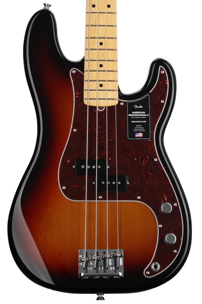 Fender Electric Bass American Professional II Precision Maple Full Bass®, Fingerboard, 3-Color Sunburst,