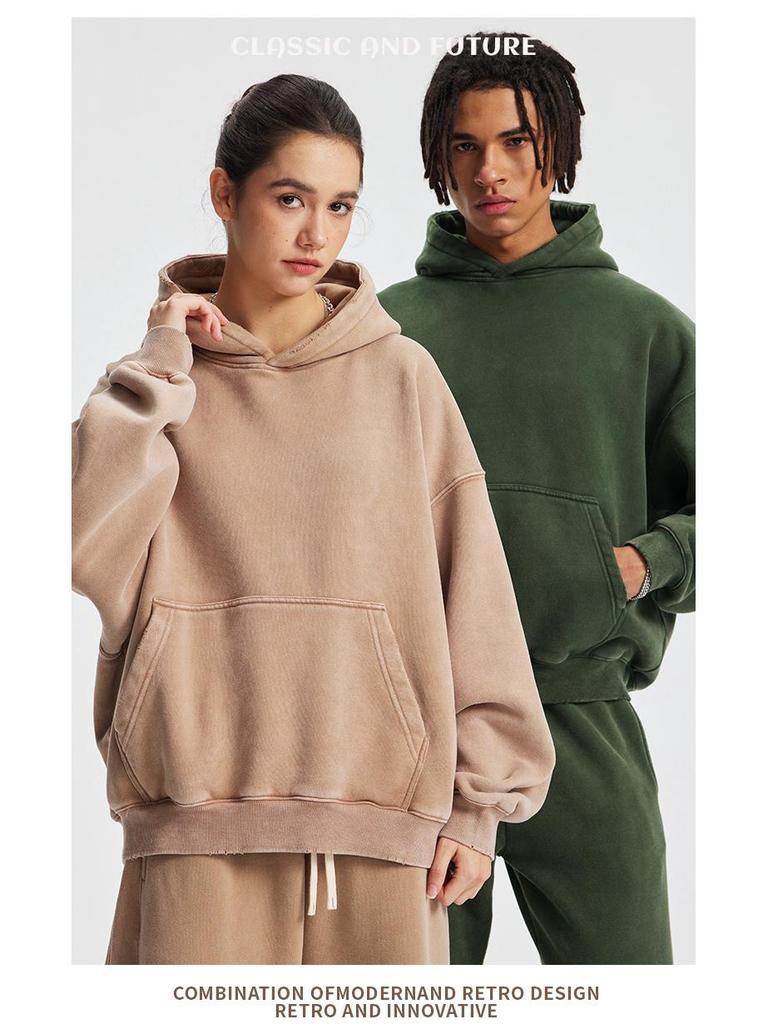 Chain Tide Мужская одежда | Осень/Зима 2025 Свободный крой Рваный Потертый Худи с Капюшоном с Плюшем