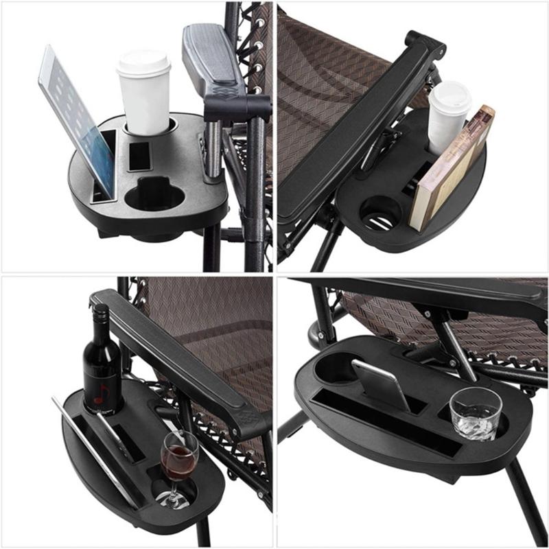 Outdoor Folding Relaxation Chairs Drink Holder Folding Reclining Portable Chairs Tray Clip on Side Table Cup Holder Tray