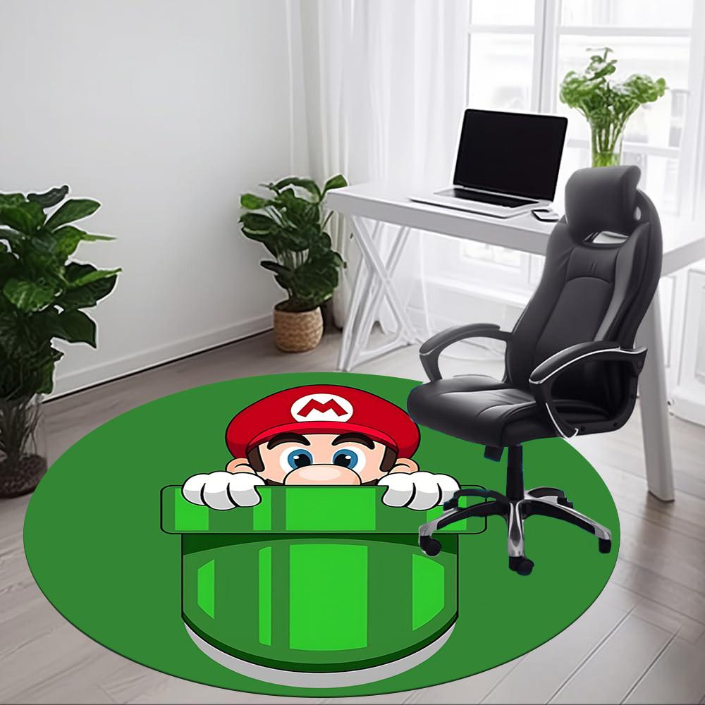 1pc Mario Office Round Area Rug, Under Office Chairs Bedroom Living Room Home Decor a1022225