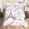 Eiffel Tower Duvet Cover Chic Paris Bedding Set Microfiber Modern French Style Romantic Theme Comforter Cover With Pillowcase