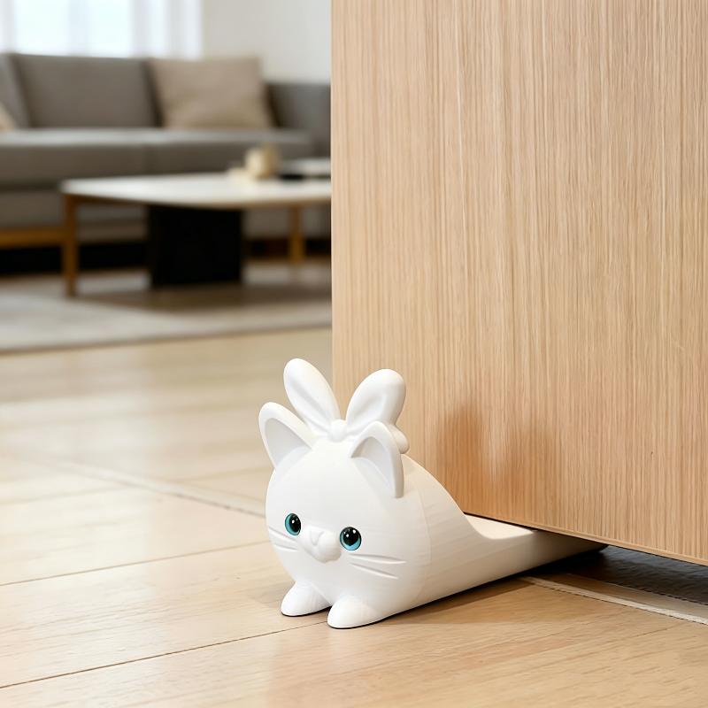 3D Printed Cartoon Rabbit Door Wedge Wear Resistant Non Slip Shockproof Door Stopper for Bathroom Bedroom Use