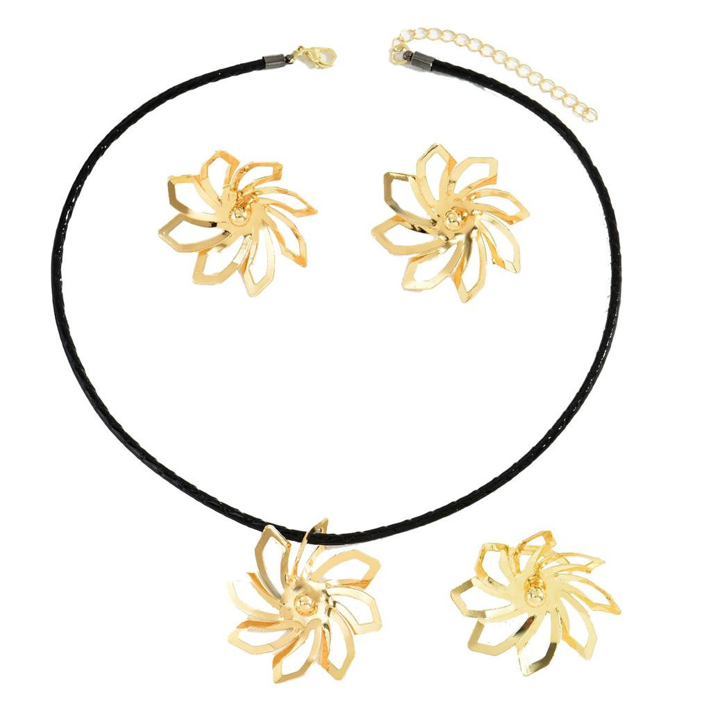 Новые модные женские серьги-гвоздики, набор колец на указательный палец, хип-хоп ожерелье с вращающимися цветами, универсальные украшения