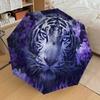1 шт. фиолетовый зонт с рисунком тигра, автоматический зонт с открытием и закрытием, зонт высокого качества, идеальный подарок для нее 272