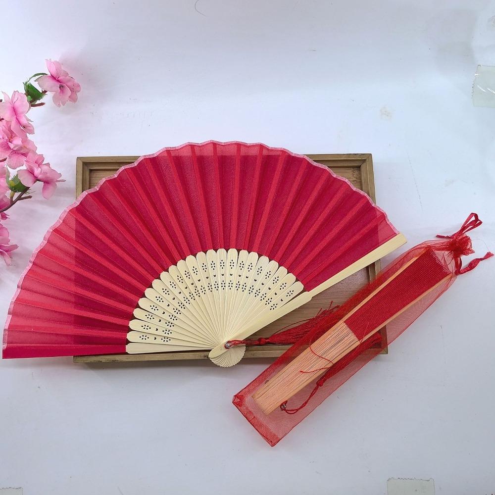 Cooling Tool Silk Hand Fan Chinese Style Hand Held Fan Fashionable Bamboo Hand Fan Wedding Favors