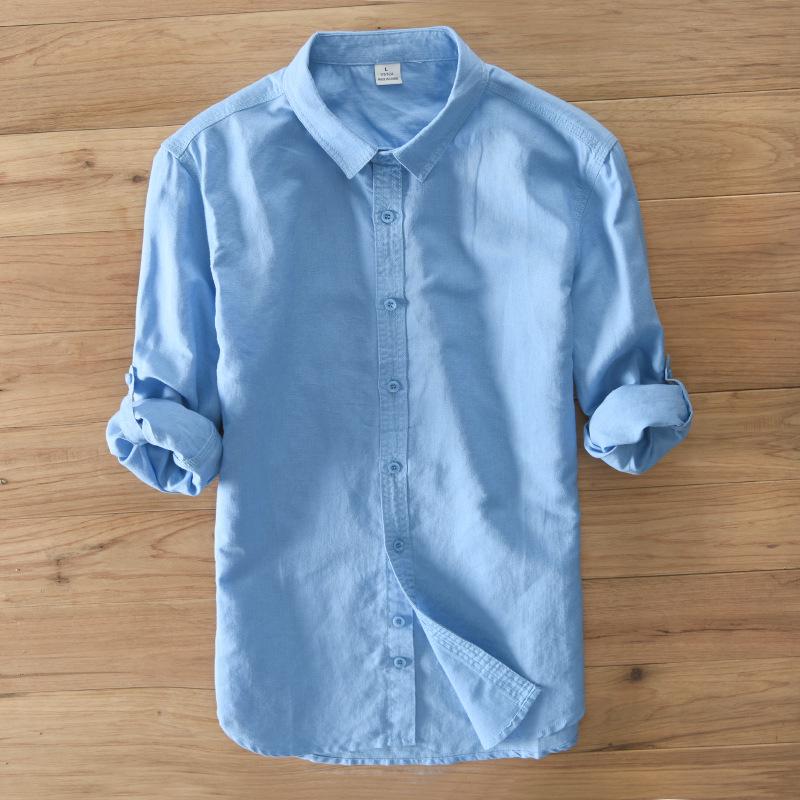 Designer Italy Style 100% Linen Long-sleeved Shirt Men  Casual 5 Colors Solid White Shirts For Men Top Camisa Chemise