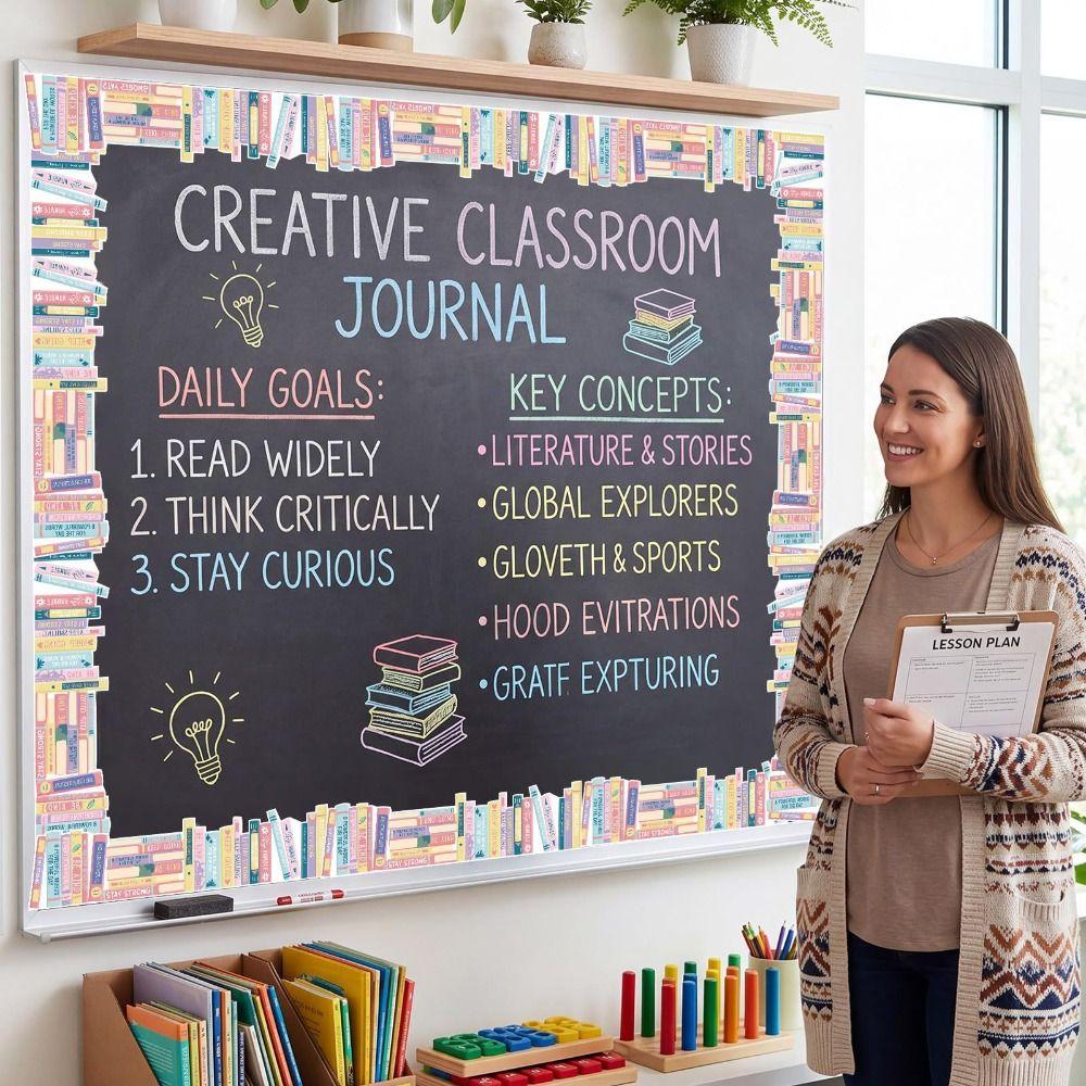 Self Adhesive Border Sticker Roll Book Pattern Classroom Border Sticker Library Decor