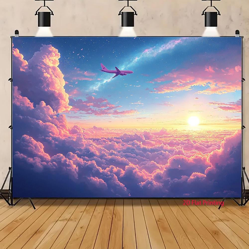2D plane vivid blue and purple cosmic clouds suitable for party decoration made of polyester fiber material