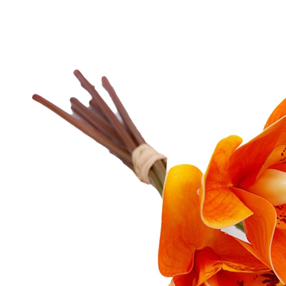 6 Stems Artificial Orchid Flowers Iron Wire Stem Silk Orchid Decorations Event Decoration