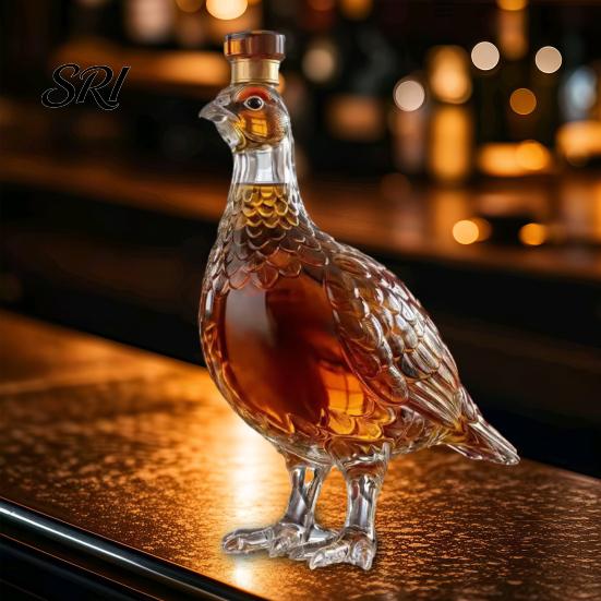 Unique Wine Bottle Gift 3D Animal Whiskey Decanter, 350ml Decorative Bottle, Glass Bird Liquor Design Artistic Decanter for Spirits Home Bar
