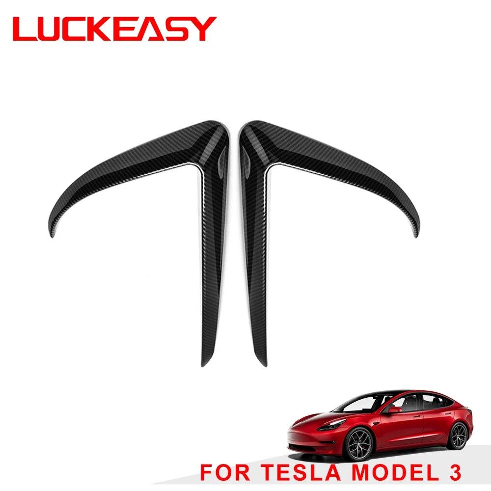 LUCKEASY для Tesla Model 3 Model Y, автозапчасти, внешний бампер, защита фар, ветровой нож, нашивка, украшение Model3 2017-2023