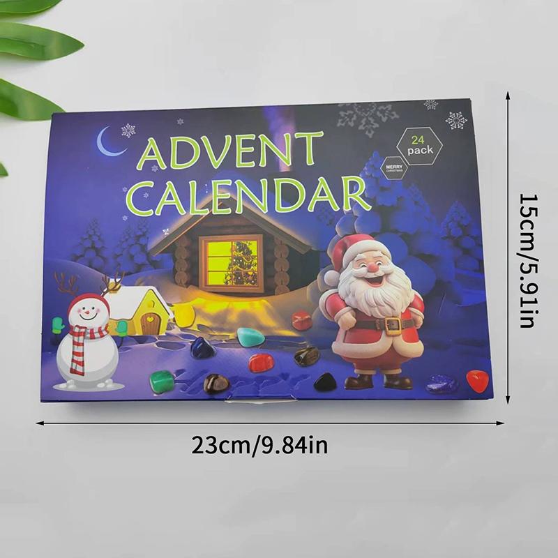 Рождественский адвент-календарь Подарочная коробка с кристаллами и минералами Коллекции камней Галька Полированный гравий Необработанный кристалл Чакра камень