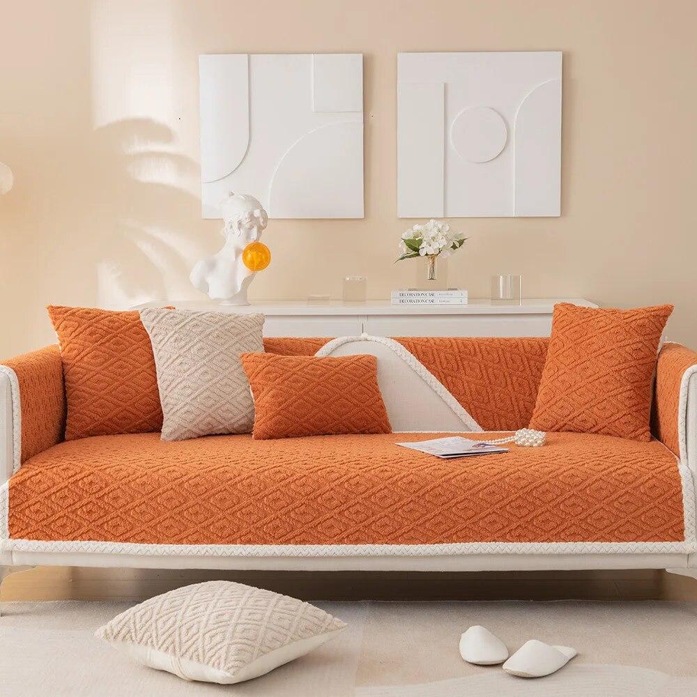 Зимний чехол для дивана с защитой от кошачьих царапин, толстый супермягкий бархатный плюшевый диван-полотенце, секционные L-образные чехлы для диванов для гостиной