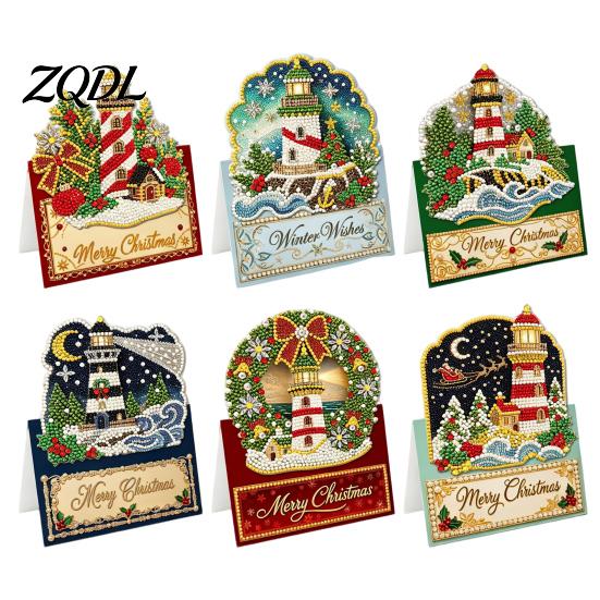 Beginner Friendly Diamond Craft Kit DIY Painting Christmas Greeting Card, 3D Pop-Up Foldable Cards with Creative Birthday Card Making Set Rhinestones