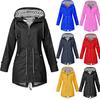 Ветрозащитная однотонная женская куртка с капюшоном и завязками на шнурке, длинная куртка для походов на открытом воздухе