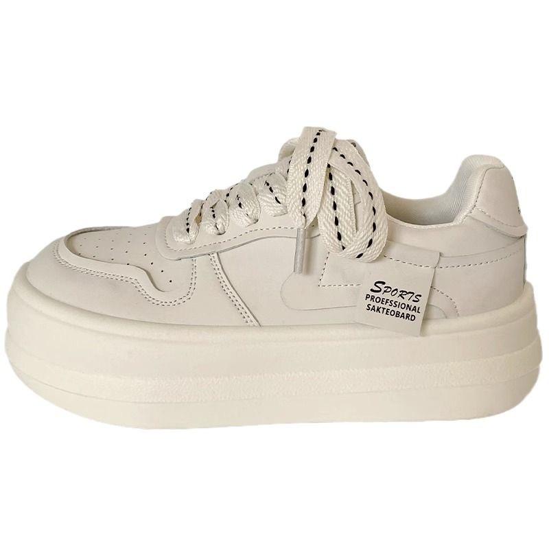 Уродливые милые туфли на платформе с большой головой, женские осенние новые кожаные универсальные маленькие белые туфли, студенческие повседневные туфли для сёрфинга