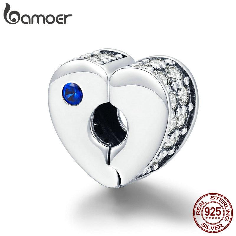 BAMOER Настоящее серебро 925 пробы с любовью и наилучшими пожеланиями, подвески с застежкой в виде сердца, бусины, подходят для женщин, серебряные браслеты