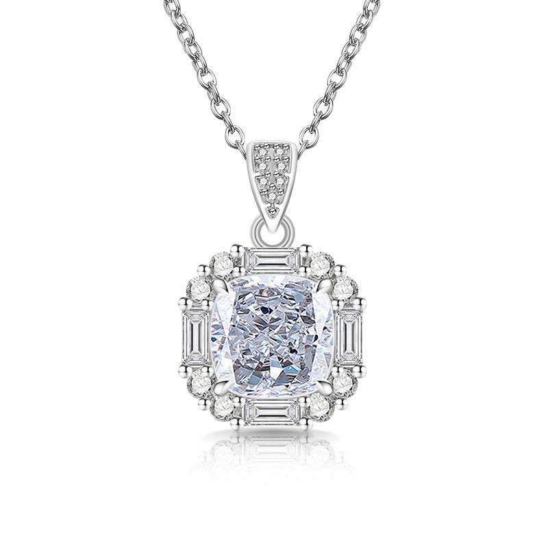 2026 Colored Treasure Ice Flower Cut Sugar Cube Necklace Super Flash High Carbon Diamond Electroplated Real Gold Pendant