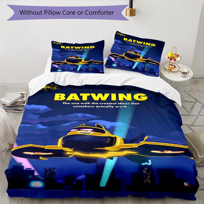 3pcs Batwheels Bedding Set Duvet Cover Closure Includes 1 Duvet Cover & 2 Pillowcases, Soft and Comfortable for All Seasons.