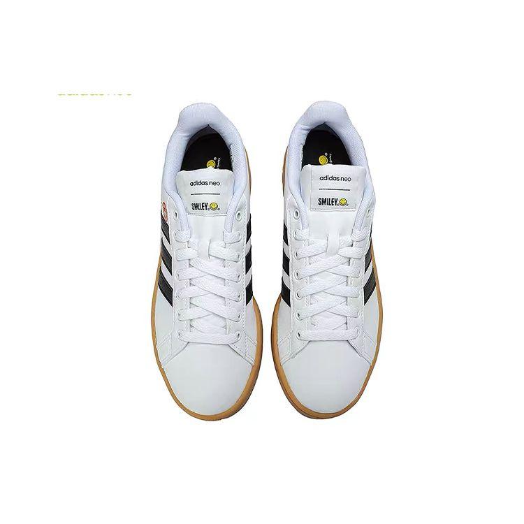 adidas Smiley X Neo Grand Court Повседневные Нескользящие Прочные Кроссовки с Низким Верхом для Скейтбординга Унисекс Белые GY4995