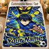 Flannel BlanketBlue Lock Custom Name Text Personalized Soft Warm Throw Blanket Home Decor Gift