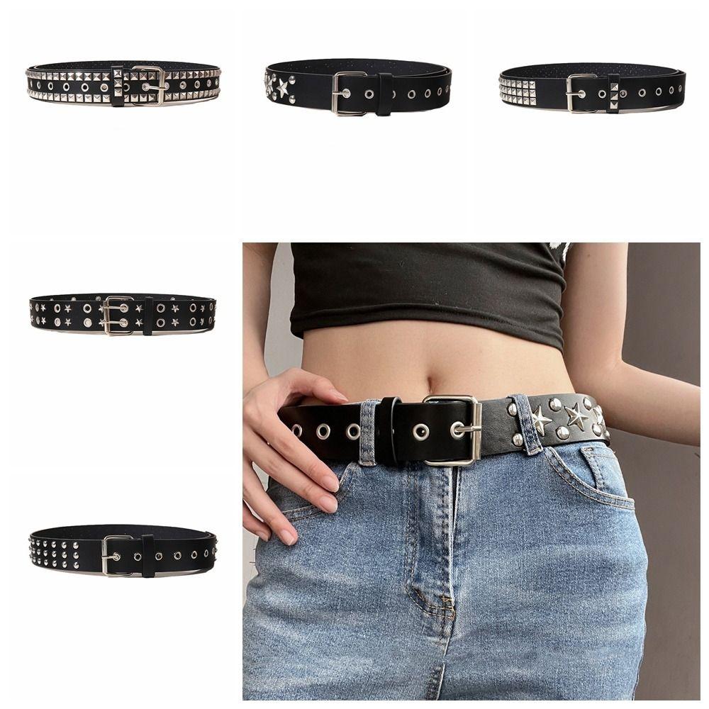 Wide Belt Y2K Leather Belt Vintage Punk Waistband Cool Rivet Waist Belt  Daily