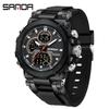 SANDA Часы Крутой Тренд Многофункциональные Спортивные Водонепроницаемые Электронные часы с двойным дисплеем